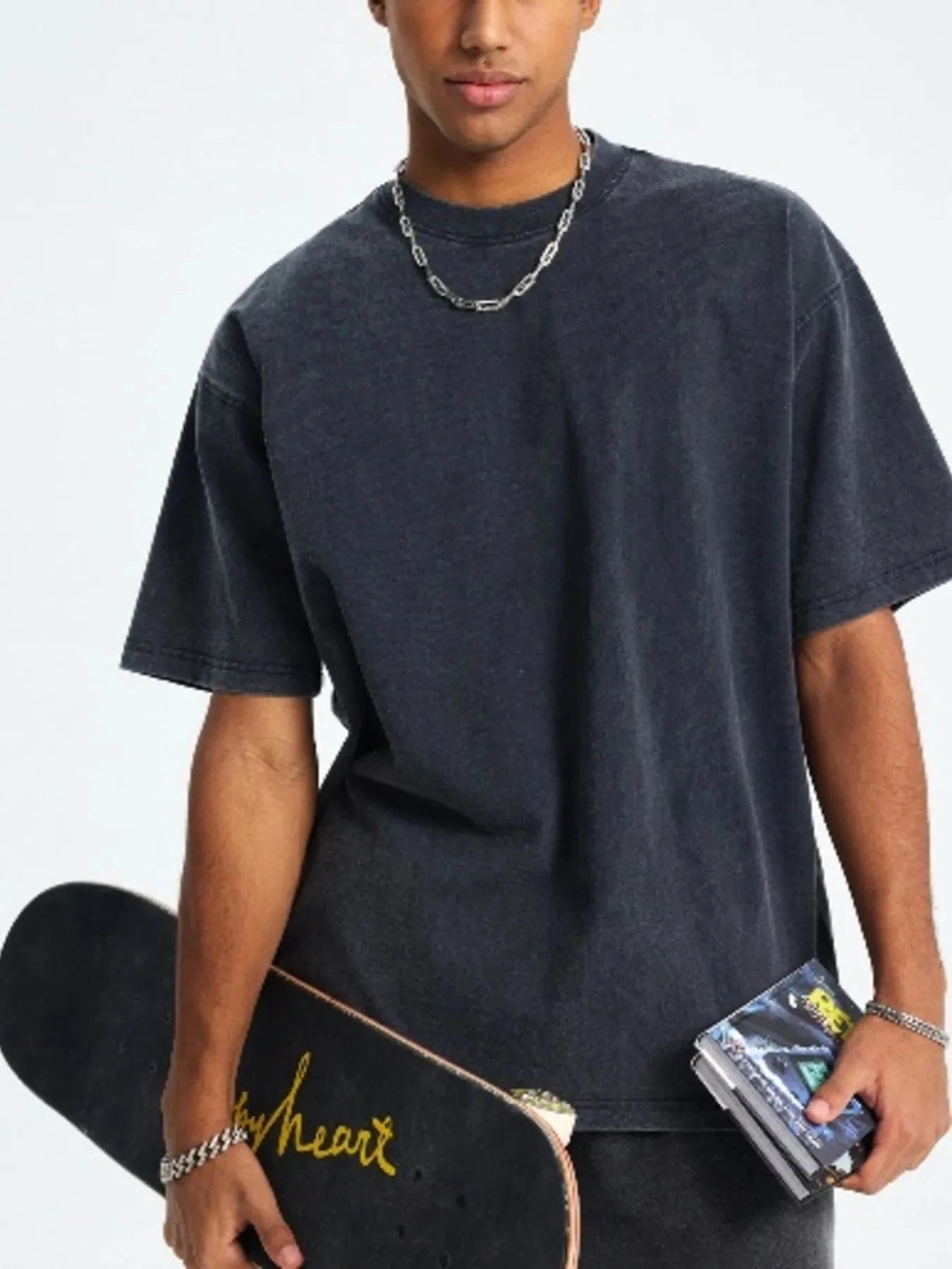 Men's Round Neck Half Sleeve T-Shirt Black / S