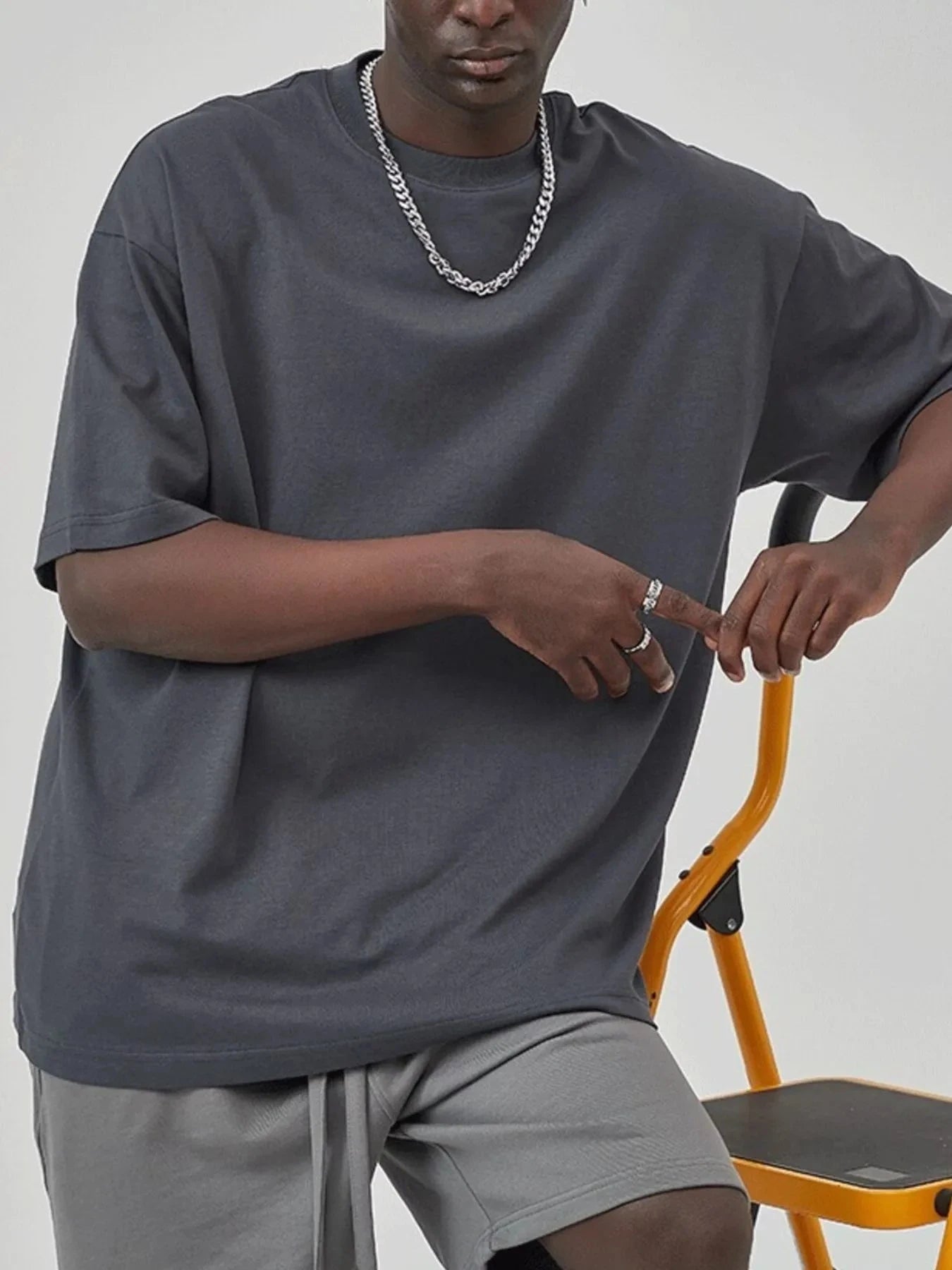 Men's Round Neck Half Sleeve T-Shirt Dark Gray-fg / S