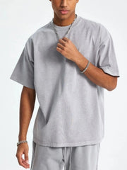 Men's Round Neck Half Sleeve T-Shirt Gray / S