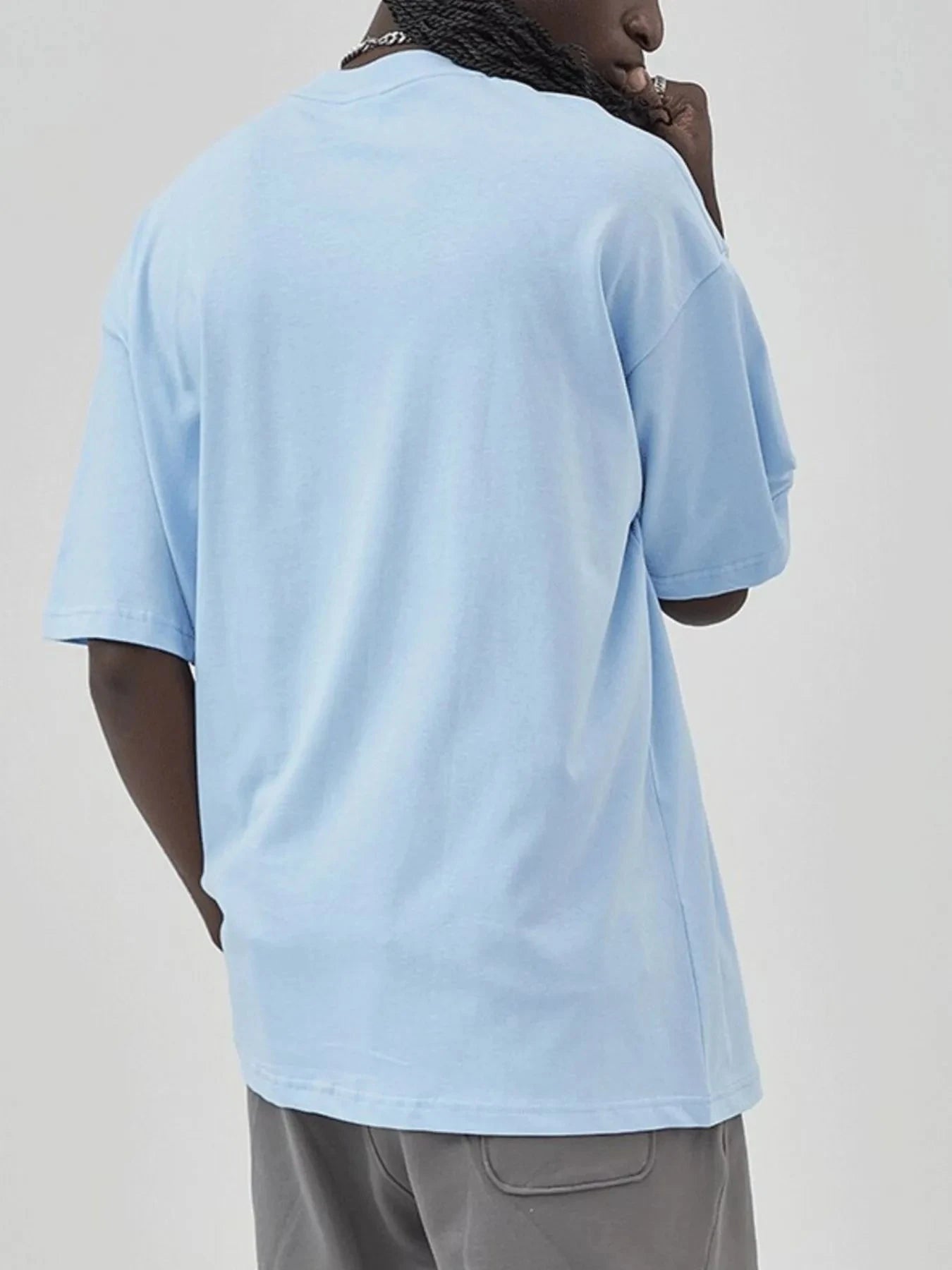 Men's Round Neck Half Sleeve T-Shirt Sky Blue-ami / S