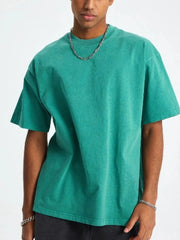Men's Round Neck Half Sleeve T-Shirt Washed Bronze Green / S