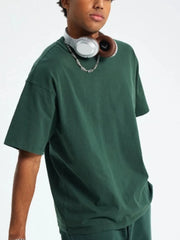 Men's Round Neck Half Sleeve T-Shirt Washed Forest Green / S