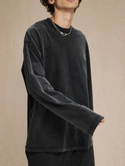 Men's Round Neck Long Sleeve T-Shirt Abundant Black / S