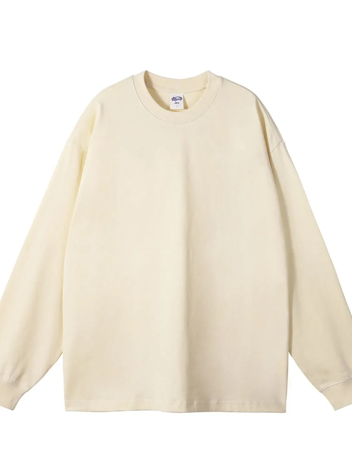 Men's Round Neck Long Sleeve T-Shirt Beige / S