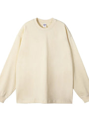 Men's Round Neck Long Sleeve T-Shirt Beige / S