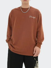 Men's Round Neck Long Sleeve T-Shirt Brown / M