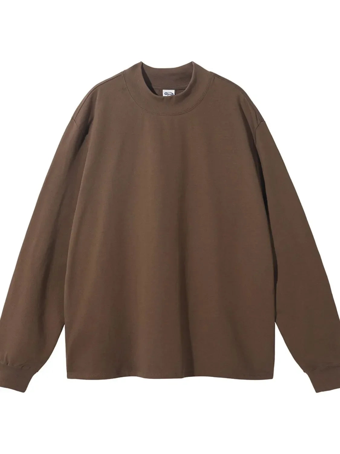 Men's Round Neck Long Sleeve T-Shirt Coffee Brown / S