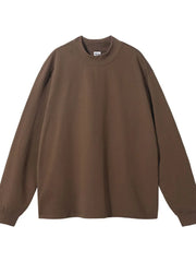 Men's Round Neck Long Sleeve T-Shirt Coffee Brown / S