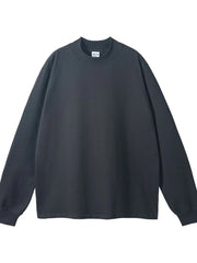 Men's Round Neck Long Sleeve T-Shirt Dark Gray / S
