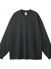 Men's Round Neck Long Sleeve T-Shirt Dark Gray / S