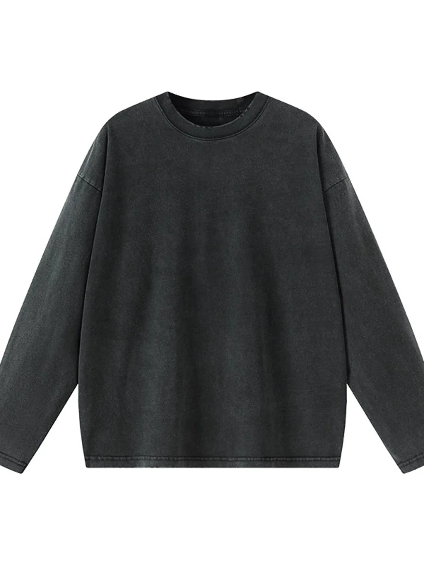 Men's Round Neck Long Sleeve T-Shirt Wasteland Black / S