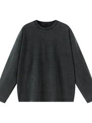 Men's Round Neck Long Sleeve T-Shirt Wasteland Black / S