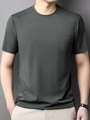 Men's Round Neck Short Sleeve T-Shirt Army Green / 165