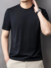 Men's Round Neck Short Sleeve T-Shirt Black / 165