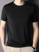 Men's Round Neck Short Sleeve T-Shirt Black / 165