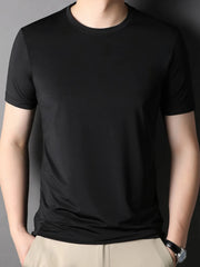 Men's Round Neck Short Sleeve T-Shirt Black / 165