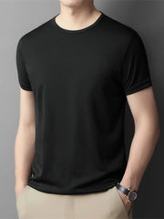 Men's Round Neck Short Sleeve T-Shirt Black / 170
