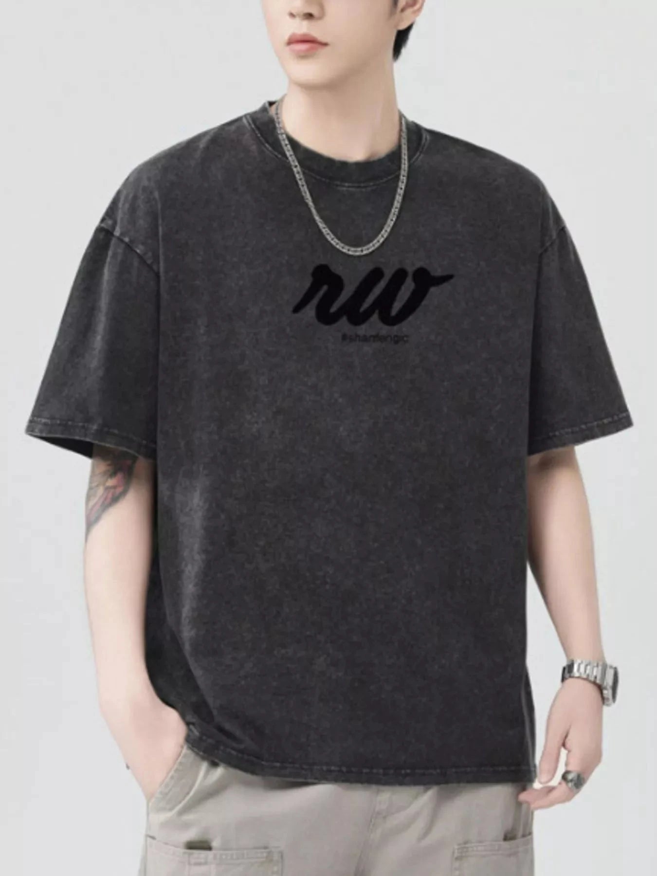 Men's Round Neck Short Sleeve T-Shirt Black / S