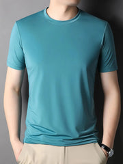 Men's Round Neck Short Sleeve T-Shirt Blue / 165