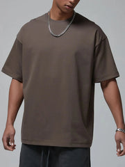 Men's Round Neck Short Sleeve T-Shirt Brown / S