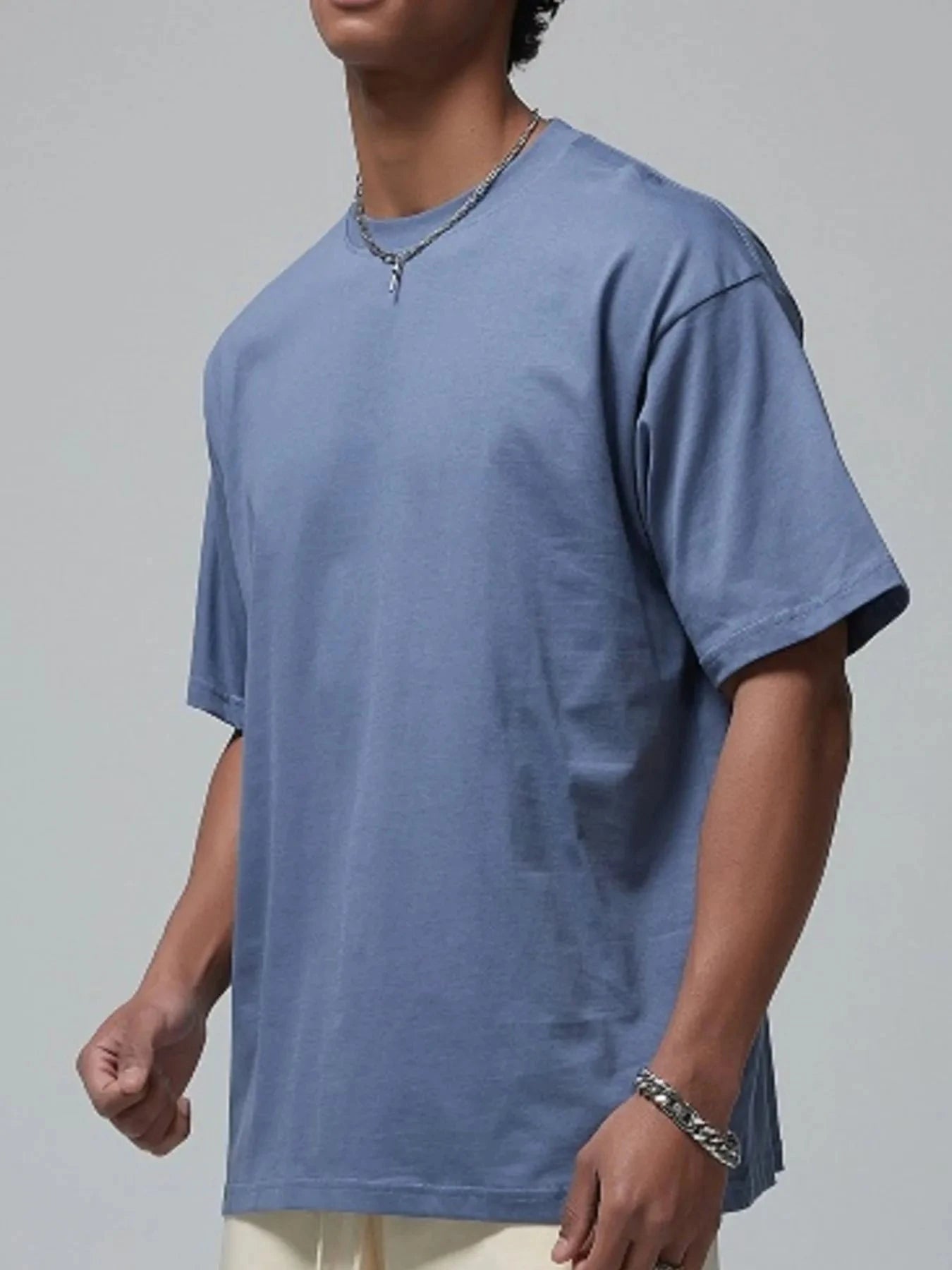 Men's Round Neck Short Sleeve T-Shirt Dusty Blue / S