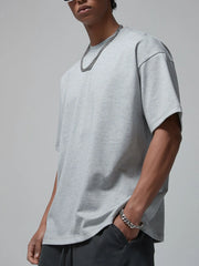 Men's Round Neck Short Sleeve T-Shirt Flower Ash / S