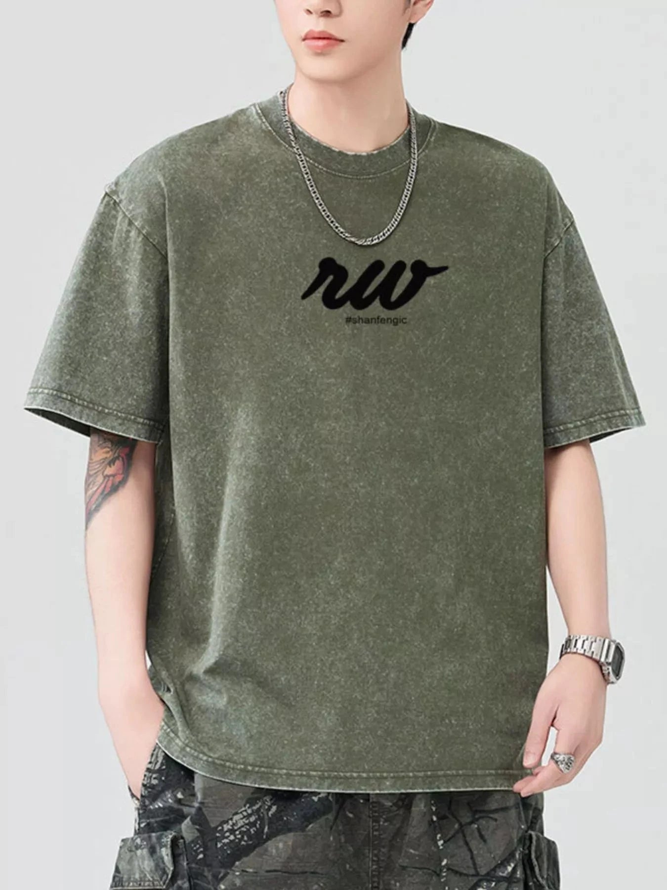 Men's Round Neck Short Sleeve T-Shirt Green / S