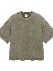Men's Round Neck Short Sleeve T-Shirt Olive Brown / S