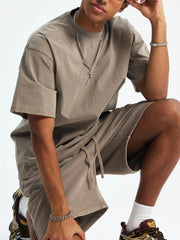 Men's Round Neck Short Sleeve T-Shirt Vintage Khakis / S