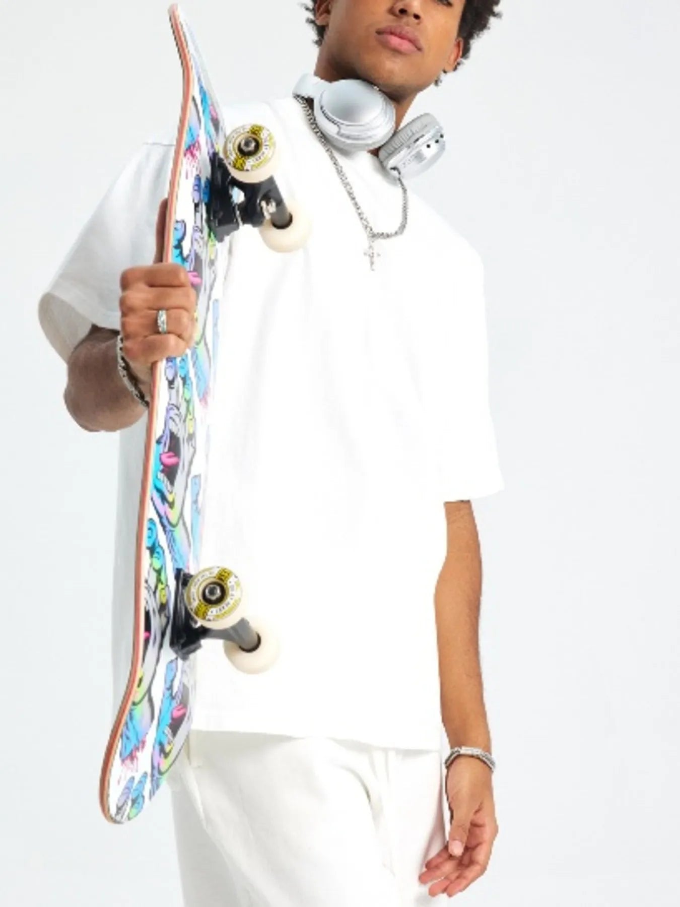 Men's Round Neck Short Sleeve T-Shirt Washed White / S