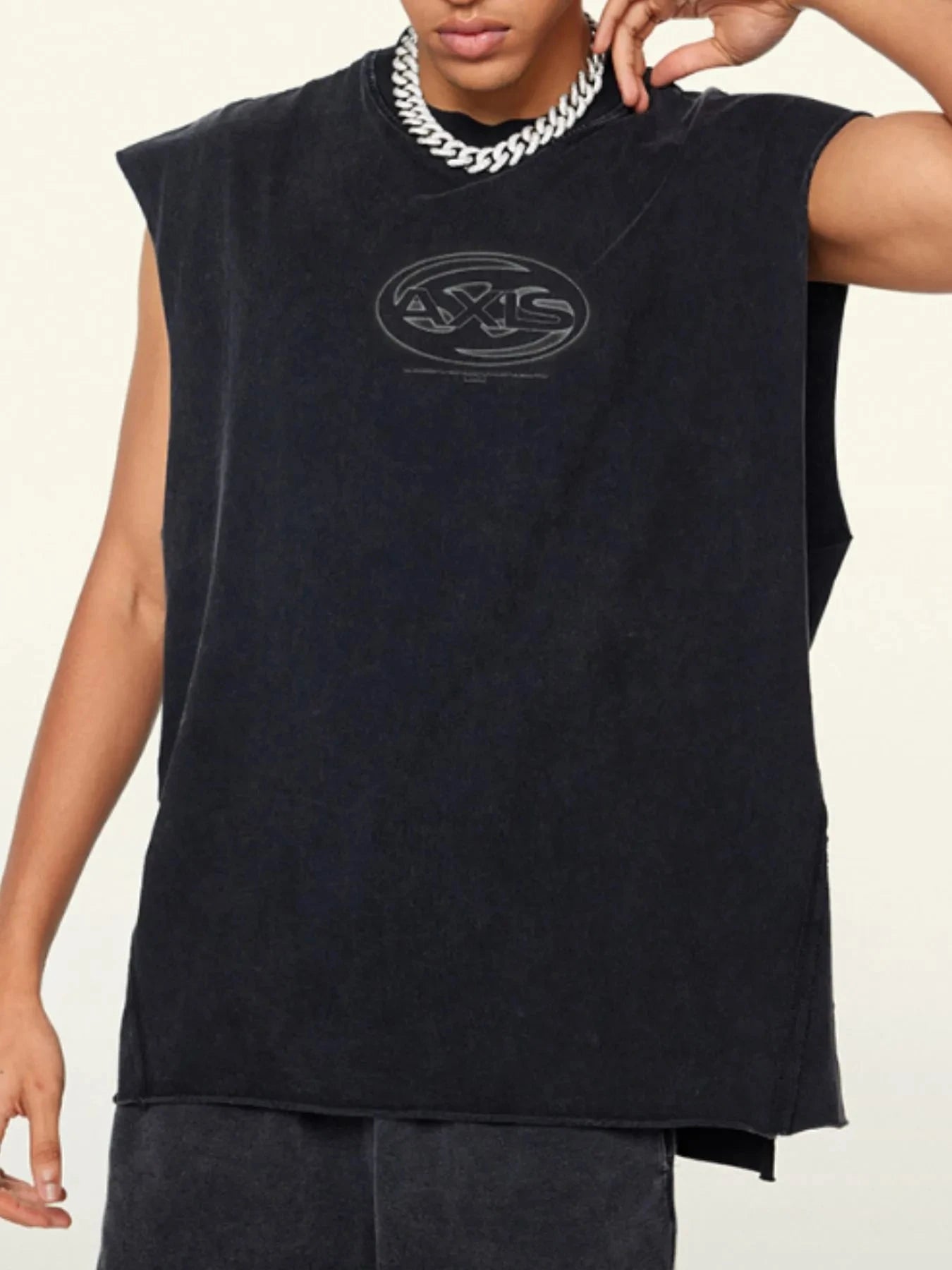 Men's Round Neck Tank Black / S
