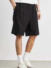 Men's Ruched Shorts with Pockets Black / 29