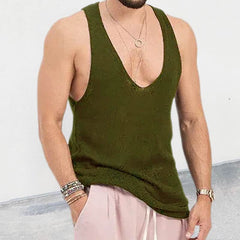 Men's Scoop Neck Knit Tank Army Green / XL