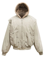 Men's Sherpa Lined Hooded Bomber Jacket Apricot / M
