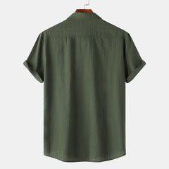 Men's Short Sleeve Button Down Shirt with Chest Pocket