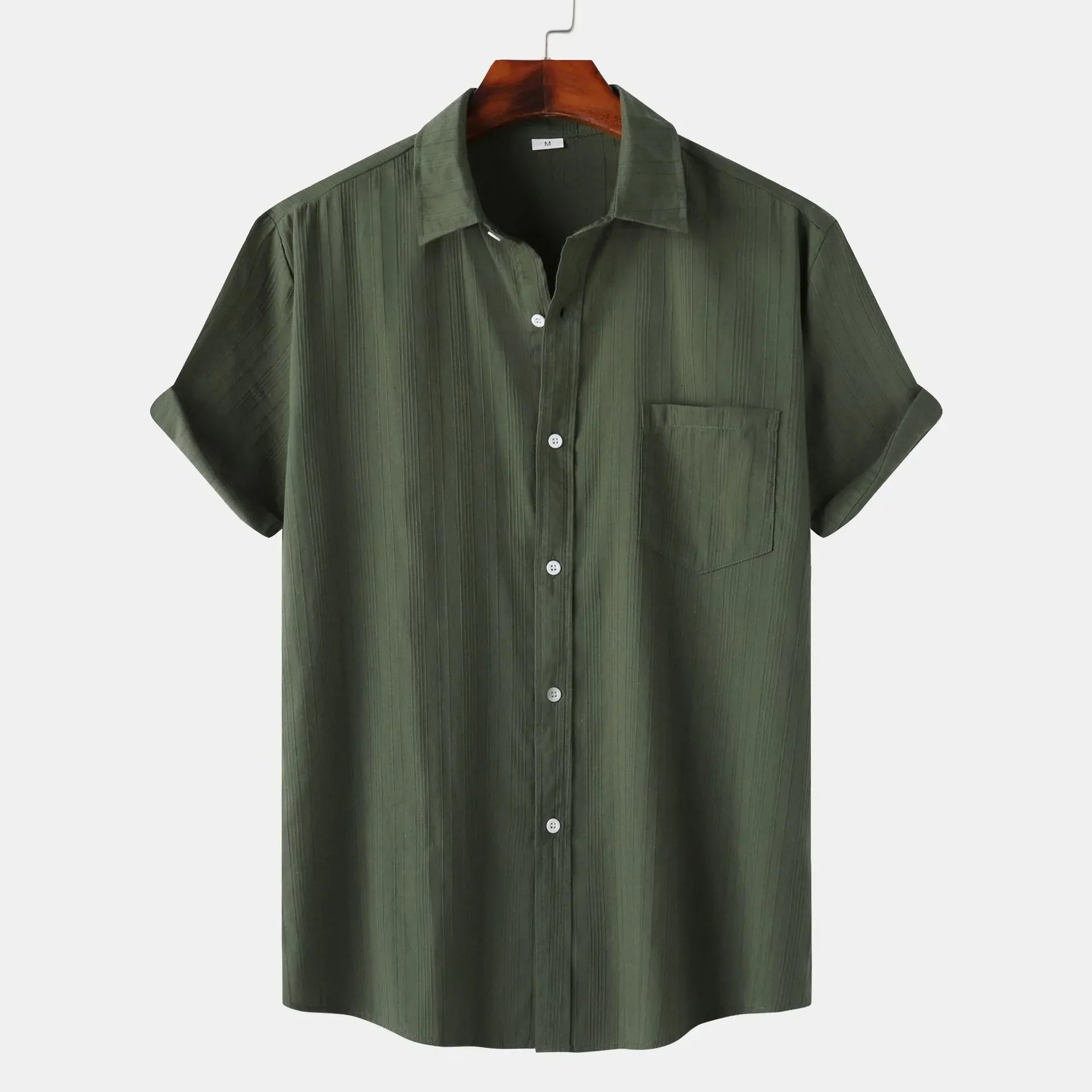 Men's Short Sleeve Button Down Shirt with Chest Pocket Army Green / S