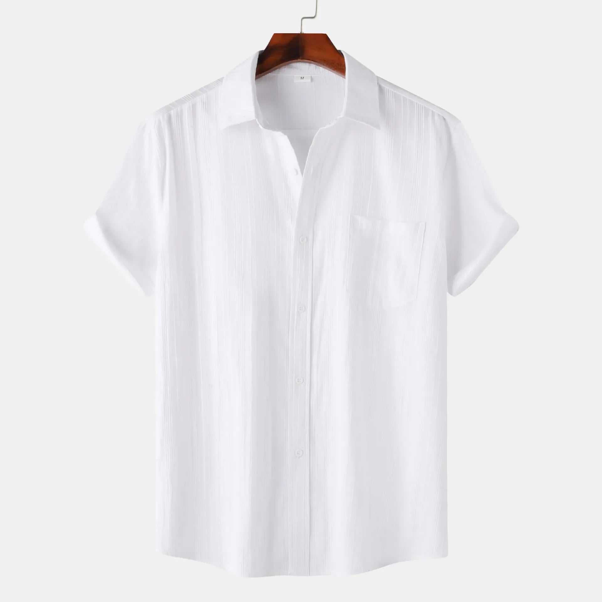 Men's Short Sleeve Button Down Shirt with Chest Pocket White / S