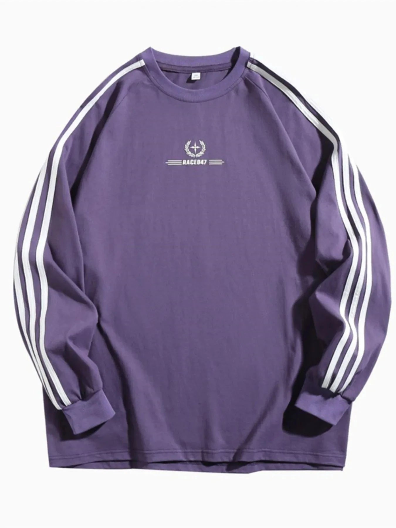 Men's Side Striped Long Sleeve Sweatshirt Purple / M