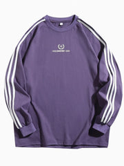 Men's Side Striped Long Sleeve Sweatshirt Purple / M