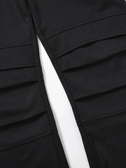 Men's Slim Straight Pants with Ruched Detail