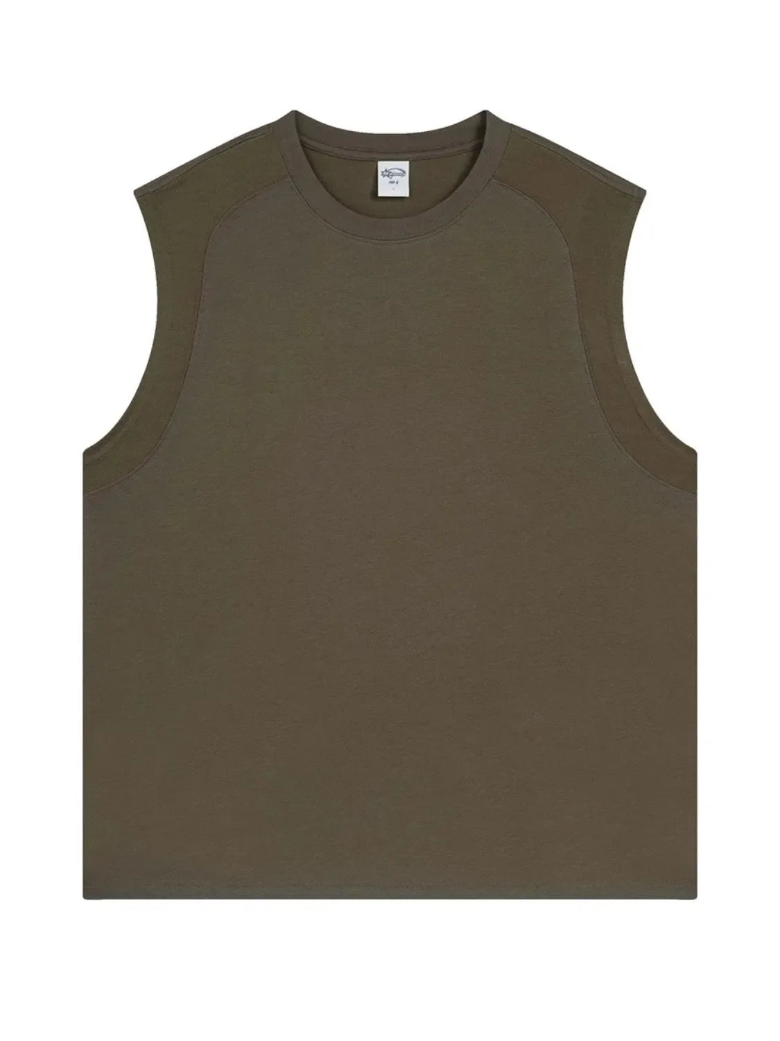 Men's Solid Color Round Neck Tank Olive Brown / S