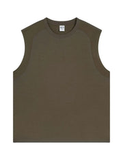 Men's Solid Color Round Neck Tank Olive Brown / S
