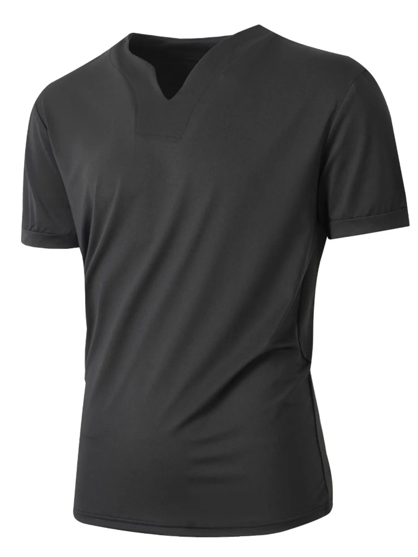 Men's Solid Color Short Sleeve T-Shirt Black / S