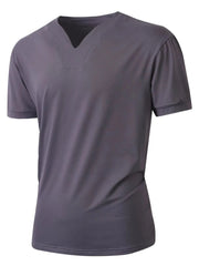 Men's Solid Color Short Sleeve T-Shirt Grey / S