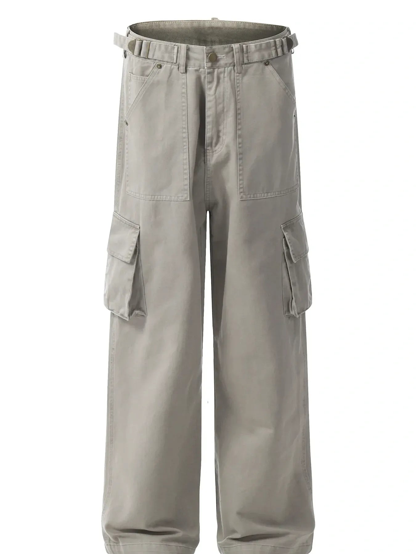 Men's Straight Cargo Pants with Multiple Pockets Grey / S