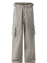 Men's Straight Cargo Pants with Multiple Pockets Grey / S
