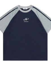 Men's Stripe Round Neck Short Sleeve T-Shirt Blue / S