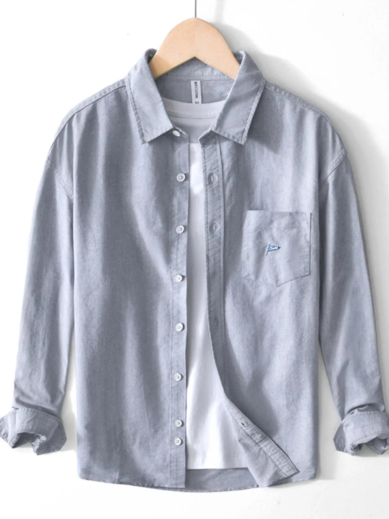 Men's Striped Button Up Long Sleeve Shirt Gray / 170/88A
