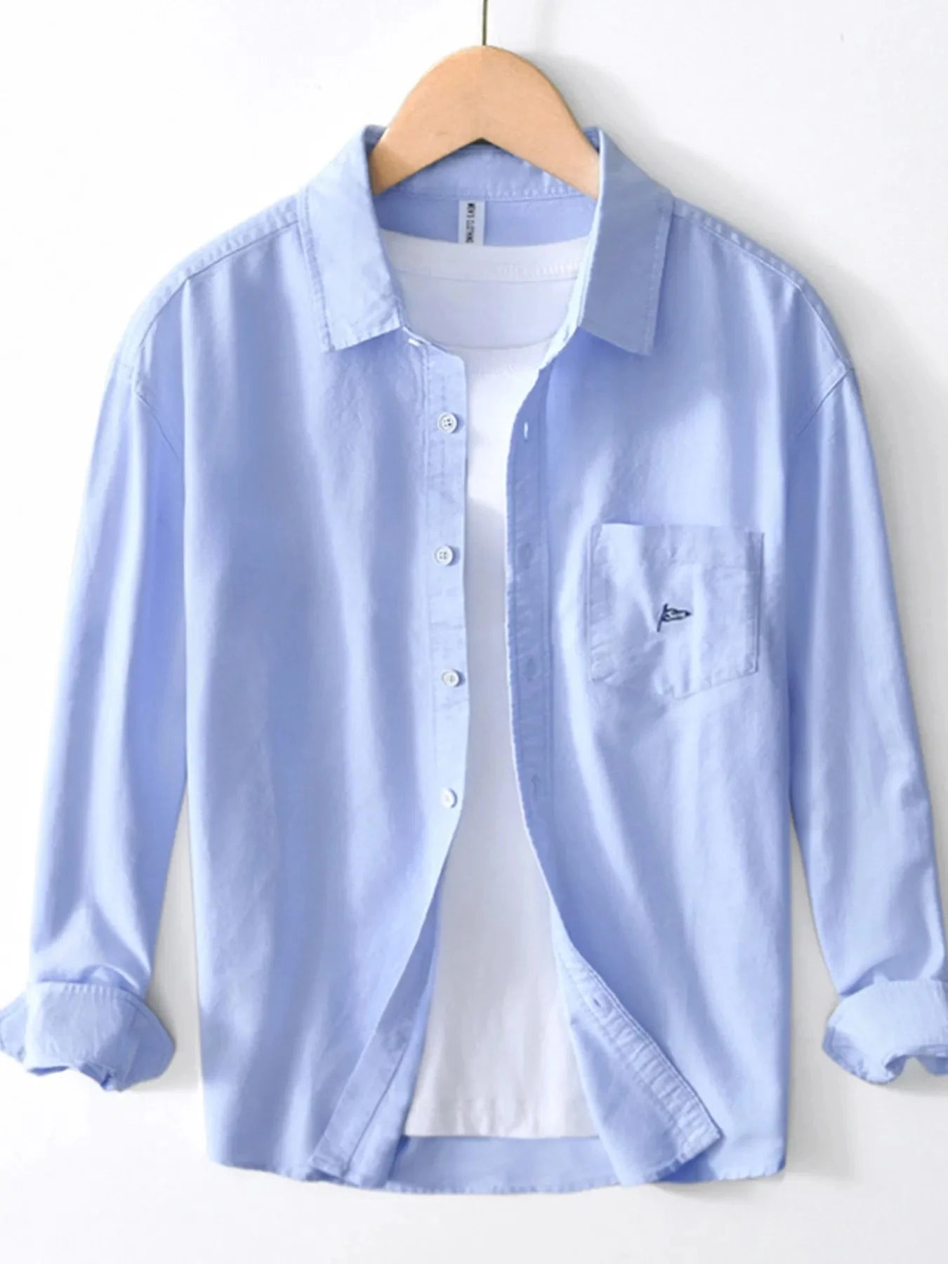 Men's Striped Button Up Long Sleeve Shirt Light Blue / 170/88A