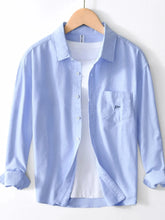 Men's Striped Button Up Long Sleeve Shirt Light Blue / 170/88A